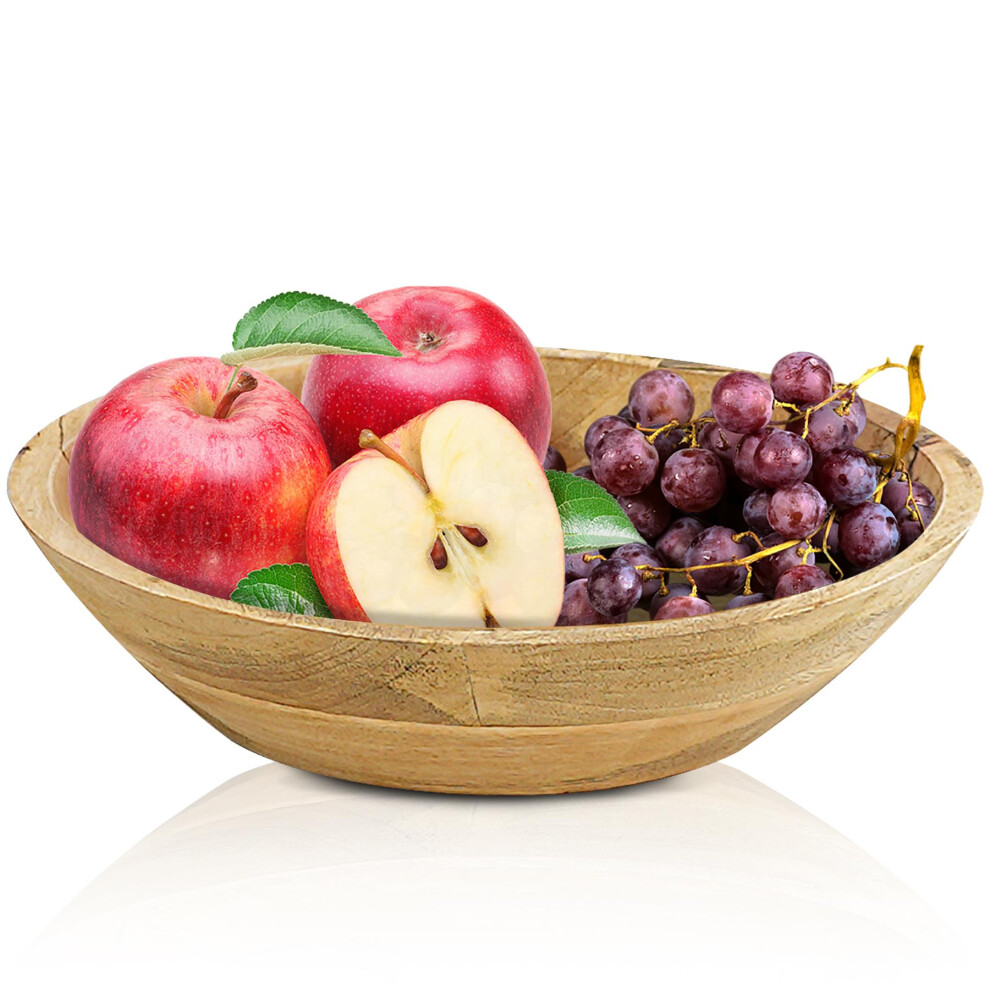 Geezy Large Mango Wooden Bowl 29Cm For Salad Fruit Food Premium Kitchen Serving Plate