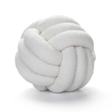 (35CM, white) Hand-woven Knotted Ball Pillow Cashmere Roll Cushion Sofa Pillow Living Room Pillow