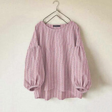 (M,red)ZANZEA Women Casual O-neck Nine Quarter Sleeve Loose Stripe Blouse
