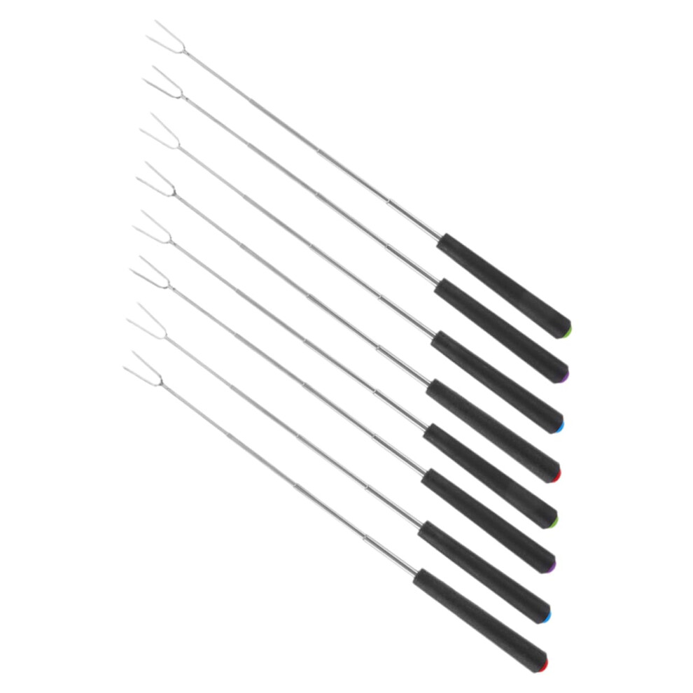 8-Piece Stainless Steel Fondue Fork Set with Extendable Skewers for Camping and Fire Pit Cooking-image-OPC-PJKM9DP-NEW