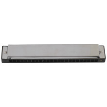 24-Loch D-Dur-Harmonica, Silver ABS-Metallmundharmonika mit Tasche & Tuch