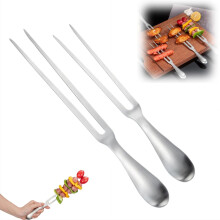 Meat Fork Steel 10.5 Inch with Long Heat Resistant Handle for Barbecue Cooking Serving Grey Set of 10