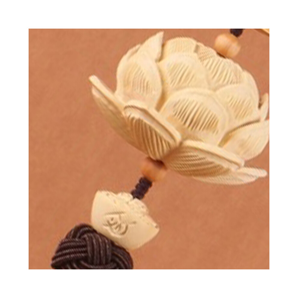 Car Lotus Hand Carved Wood Pendant, Good Luck Buddha Wine Brown 8791340494513