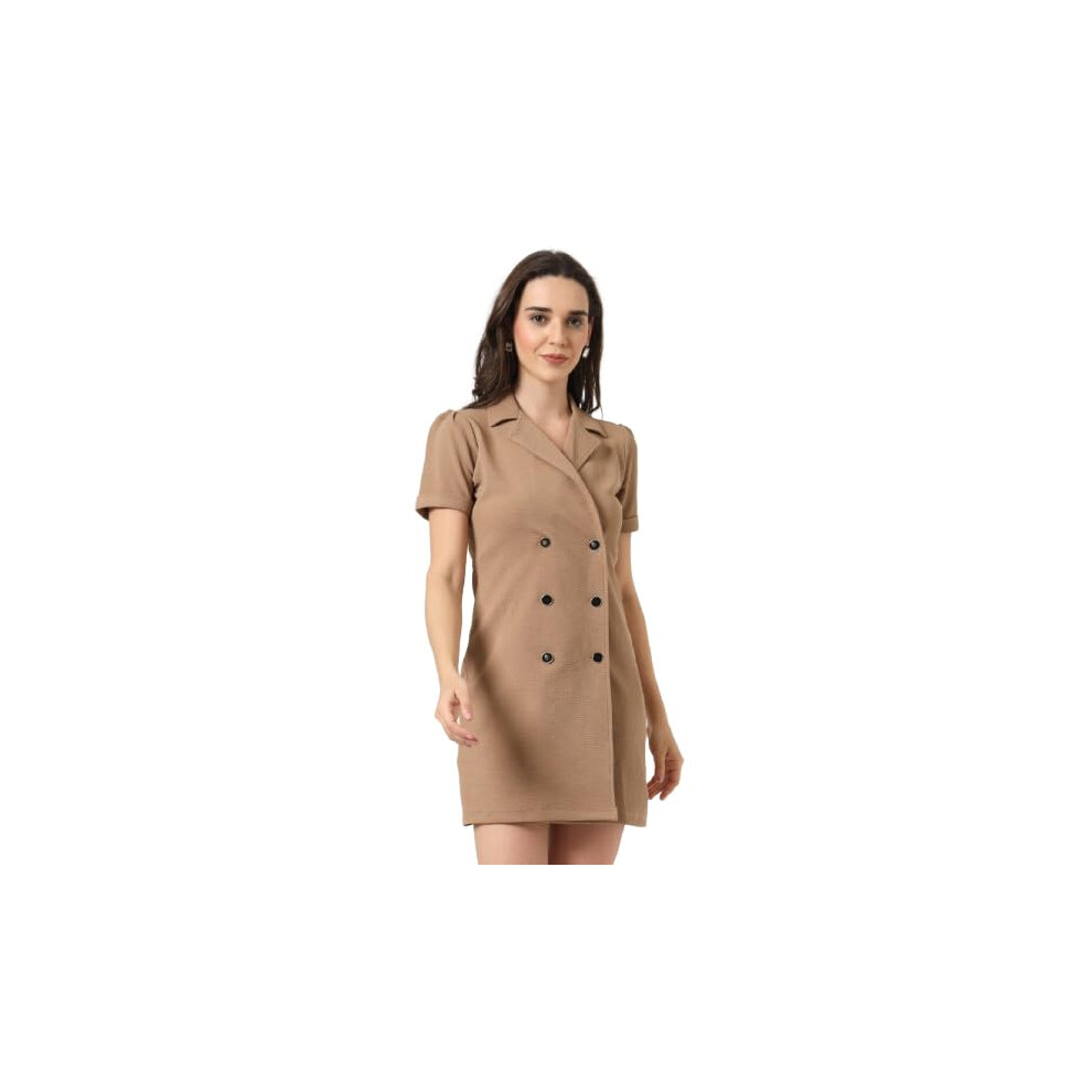 Style Quotidien Femme Robe Blazer Semi-Formelle Marron Uni Texture Polyester Coupe Rιguliθre