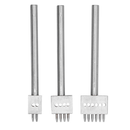 3 pièces Outil de perforation pour cuir, dent argentée, kit 4 mm 2
