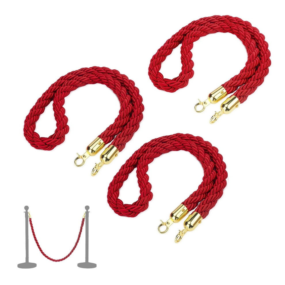 Absperrseile 4 Stã¼Ck Rote Hanfseile 1.5M Mit Goldenen/Silbernen Haken Fã¼R Menschenmengen Kontrolle In Clubs Und Einkaufszentren 6493810649011