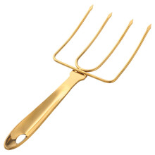 Turkey Lifter Fork Stainless Steel, Professional Poultry Roasting Fork for Grill Cooking, Heavy-Duty Gold Design