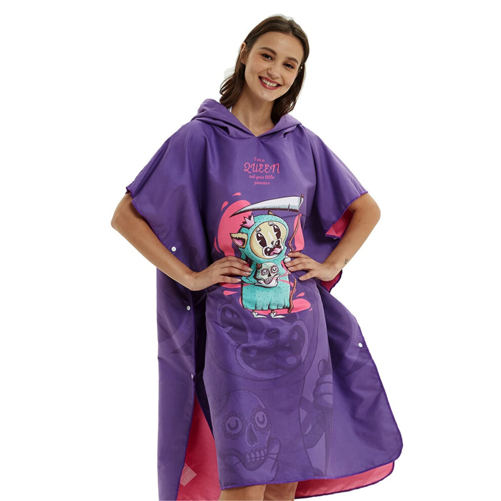 Changing Surf Wetsuit Towel with Hood for Women, Purple Color, 85x110cm Size, Beach Swimming Towel-image-OPC-PJKMKJP-NEW