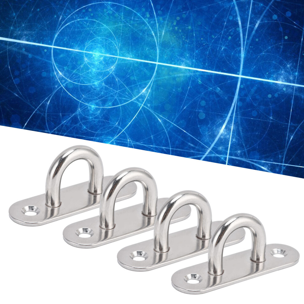 4Pcs 8Mm Oval Hooks Eyelet Stainless Steel Ceiling Plate Silver 7891340504081
