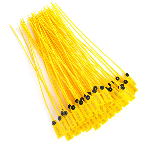 100pcs 40cm Yellow Plastic Security Seals with Number for Logistic Use 2