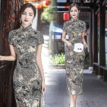 (3,5XL)2021 Womenamp;39;s Wear Qipao Short Sleeve Satin Fashionable 2020