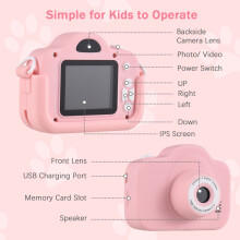 Mini Cartoon Kinder Digitalkamera 1080P Digitale Videokamera für Kinder Dual-Linse 2,0-Zoll IPS-BBildschirm 4X Zoom Eingebauter Akku Süßer