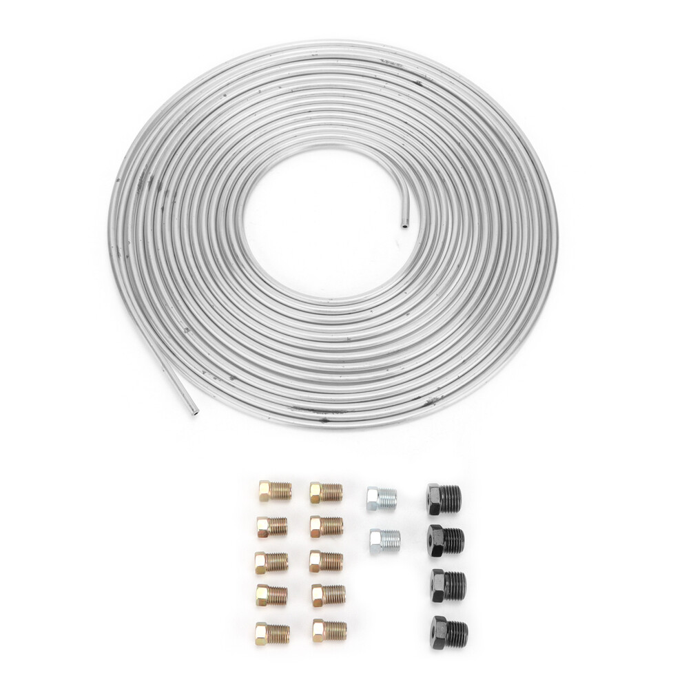 25Ft Copper Nickel Brake Line Tubing 3/16In Od Silver 9391340509072