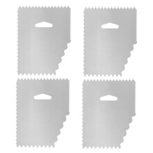 4-Piece Cake Scraper Set for Decorating, Cake Combs, and Leveling Tools in Silver Aluminum Alloy