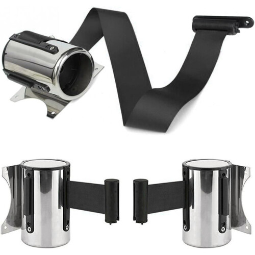 Retractable Belt Barrier 2m Red Crowd Control Outdoor Stainless Steel Wall Mount Queue Management System 2