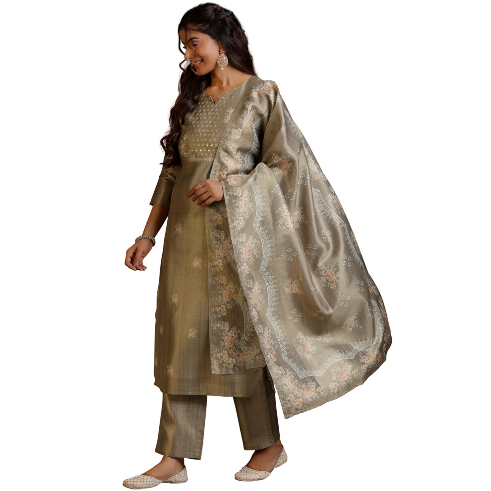 Ensemble Kurta en pure soie pour femme Libas (487280R)
