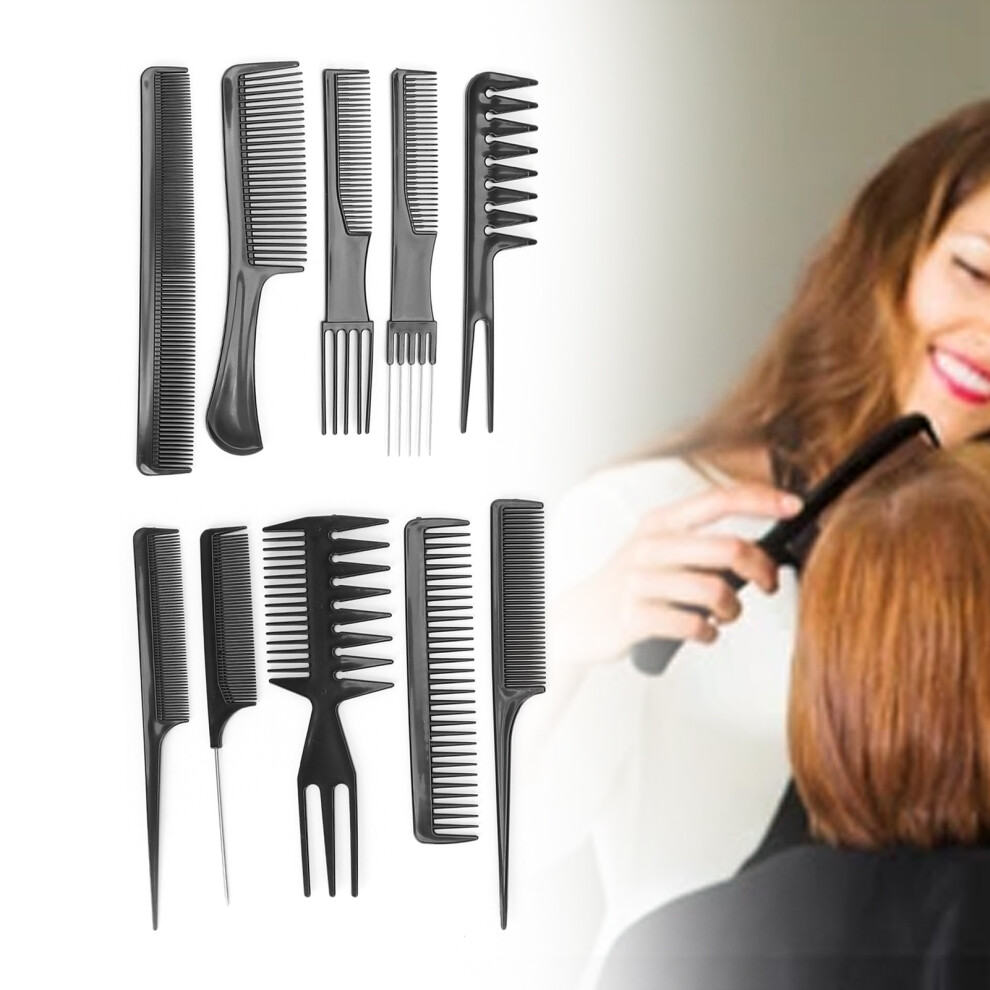 Unisex 10Pcs Versatile Hairdressing Comb Set For Barbers & Salons