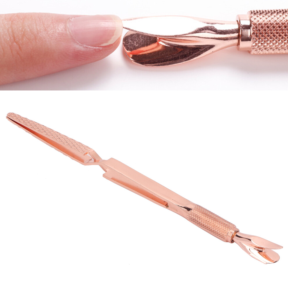 Stainless Steel Rose Gold Nail Art Tweezers & Cuticle Pusher for Perfect Nails