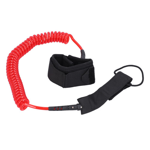 Stand Up Paddle Surfboard Leash Red, 7mm Urethane Cord Safety Guard