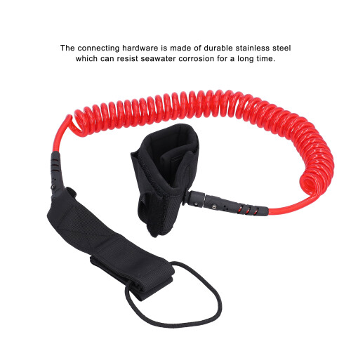 Stand Up Paddle Surfboard Leash Red, 7mm Urethane Cord Safety Guard 2