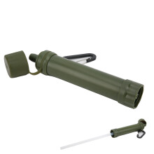 Durable Water Filter Straw 0.6L with Compass and Carabiner for Outdoor Hiking