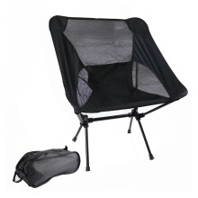 Fishing Chair Portable Folding Chair Lightweight Aluminium Alloy Moon Chair for Camping Outdoor Use Black