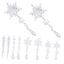 Transparent Icicle Pendants - 10 Pieces Clear Winter Decorations for Christmas Trees, Hotels, and Shopping Malls