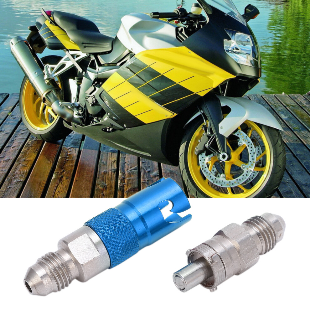Stainless Steel Motorcycle Brake Line Fluid Quick Release Fitting Adapter Universal Blue 9321340532640