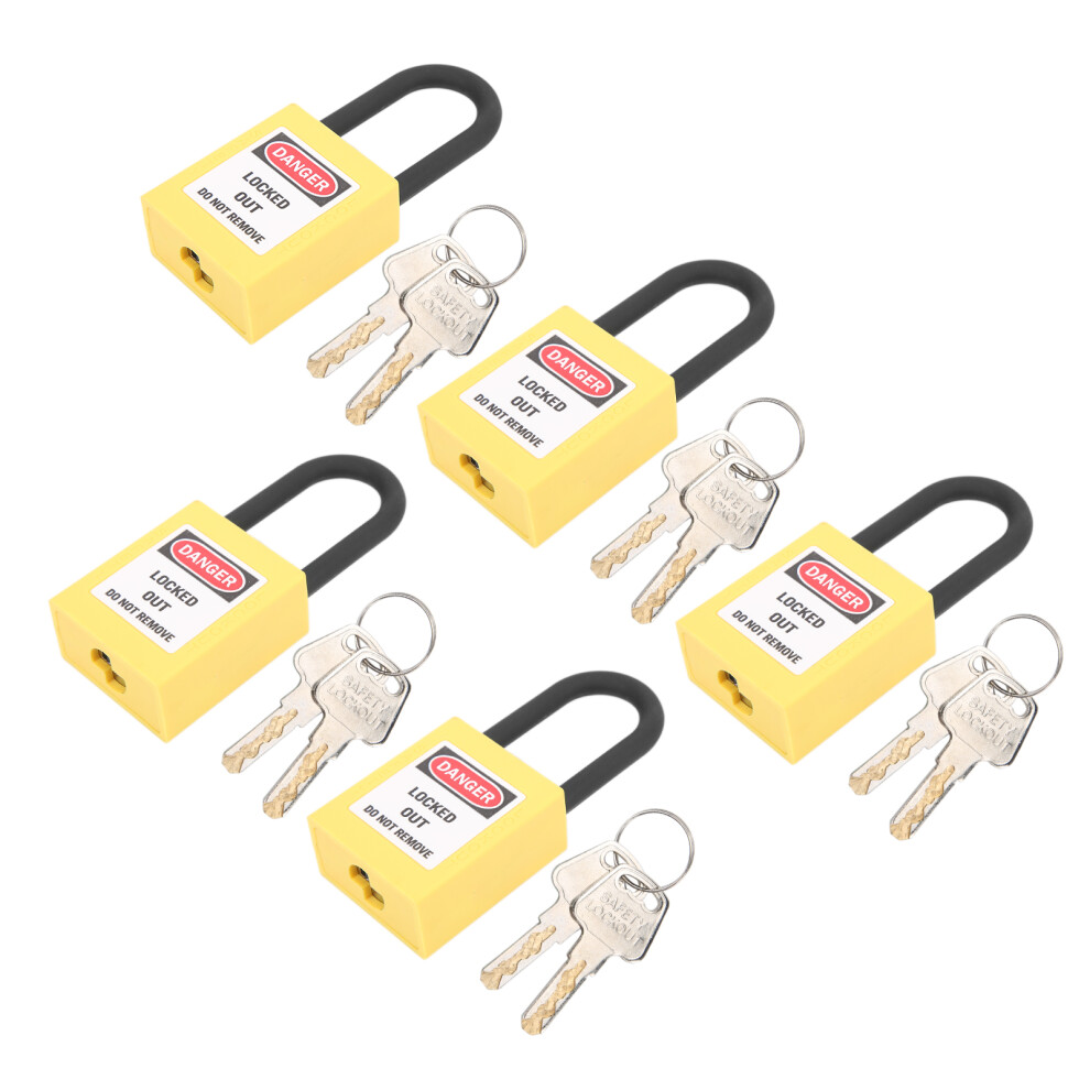 Industrial Lockout Lock 38Mm Nylon 5 Pack Dustproof Security Padlocks Yellow 7611340539704