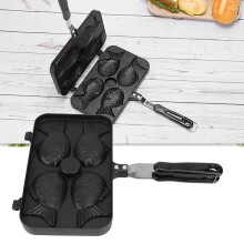 Taiyaki-Pfanne 4 Mulden Antihaftbeschichtet Schwarz 14,5 24 3 cm