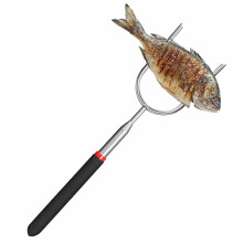 Barbecue Grill Fork - Telescoping Stainless Steel Meat Fork with Long Prongs for Carving Roasts, Cooking Steaks, and Grilling