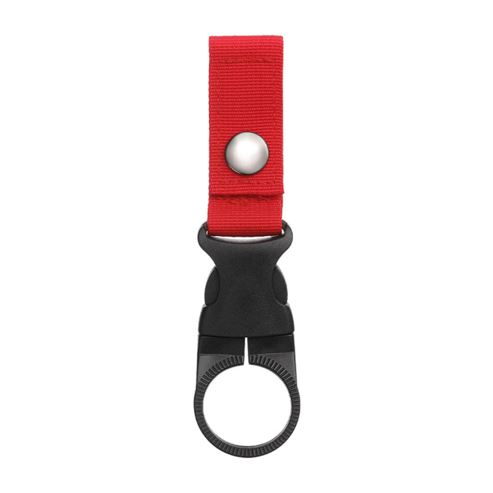 Water Bottle Hanger Clip from Nylon with Buckle, Robust Webbing Hook in Red for Outdoor Activities