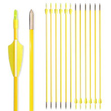 Fibreglass Arrows 31 Inch Pack of 12/24 for Recurve Bow and Longbow Target Practice - Yellow Archery Arrows