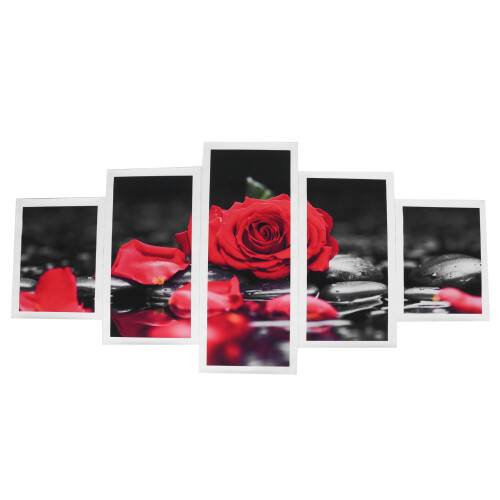 5Pcs Romantic Red Rose Wall Art Set Canvas Frameless Home Decor 85.5x35cm 1