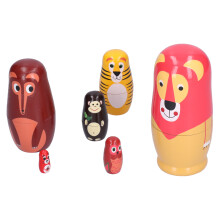 Kit de 6 poupées gigognes en bois – animaux de dessin animé – 252 g