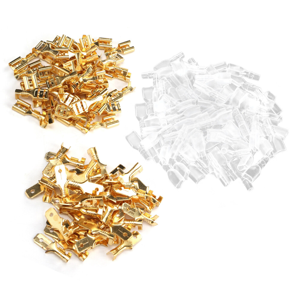 50 Pairs Brass Insulating Crimp Terminals Kit 6.3Mm For Car Motorcycle 3721340547389