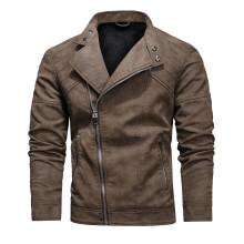 Leather Jacket Men's Motorcycle Jacket 3XL Brown Waterproof Breathable Long Sleeve Sports Coat Long Rain Jacket A8