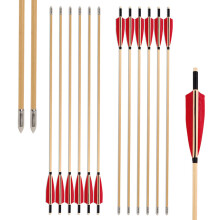 Archery Wooden Arrows 32 Inch Handmade Traditional Hunting Arrows with Turkey Feathers and Metal Tips for Recurve Bow 6pcs
