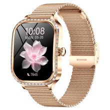 (GoldSteelStrap) Smartwatch MK88 1.75-inch Women Rhinestones Smart