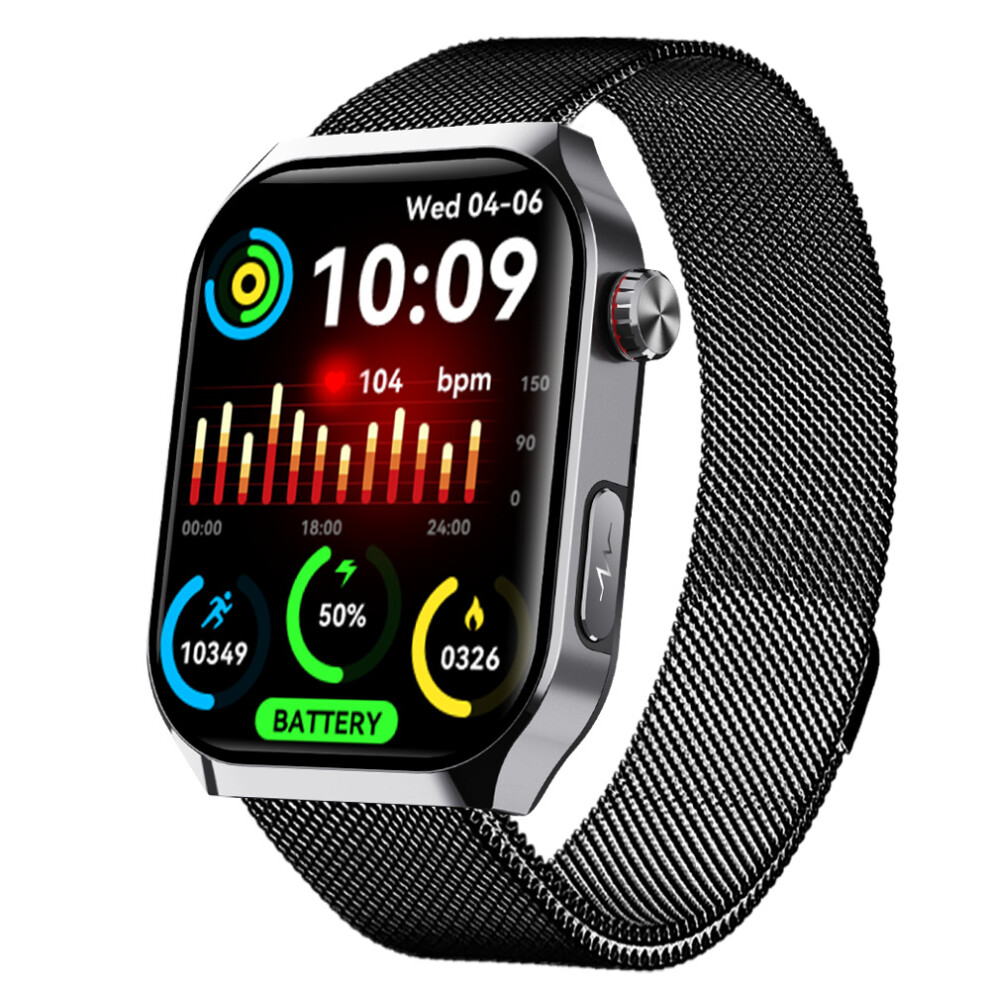 (Blackmilanesestrap) Smartwatch F700 Smart Watch Sos Ecg Health Monitor 6914274040737