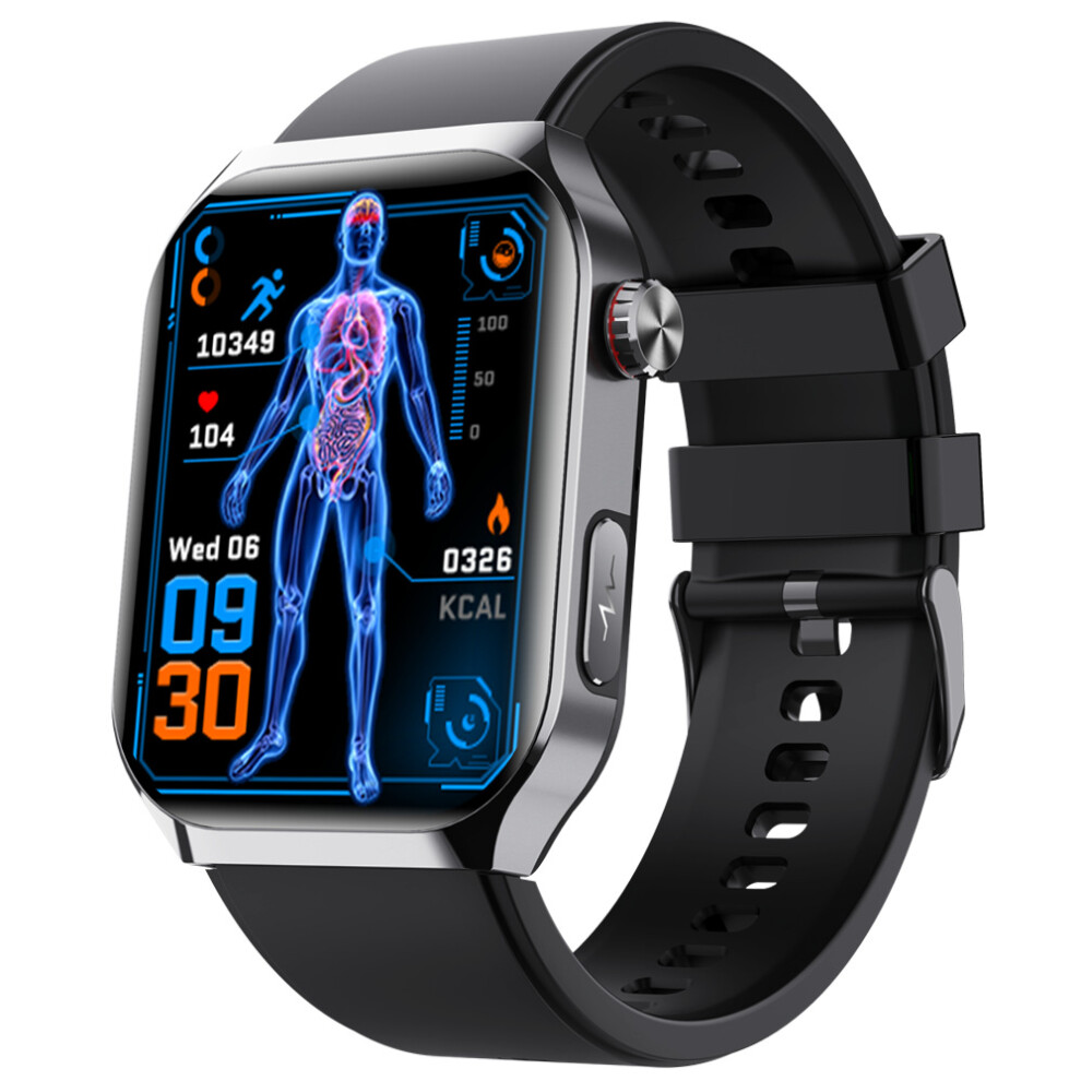 (Blacksiliconestrap) Smartwatch F700 Smart Watch Sos Ecg Health Monitor 6914277868994