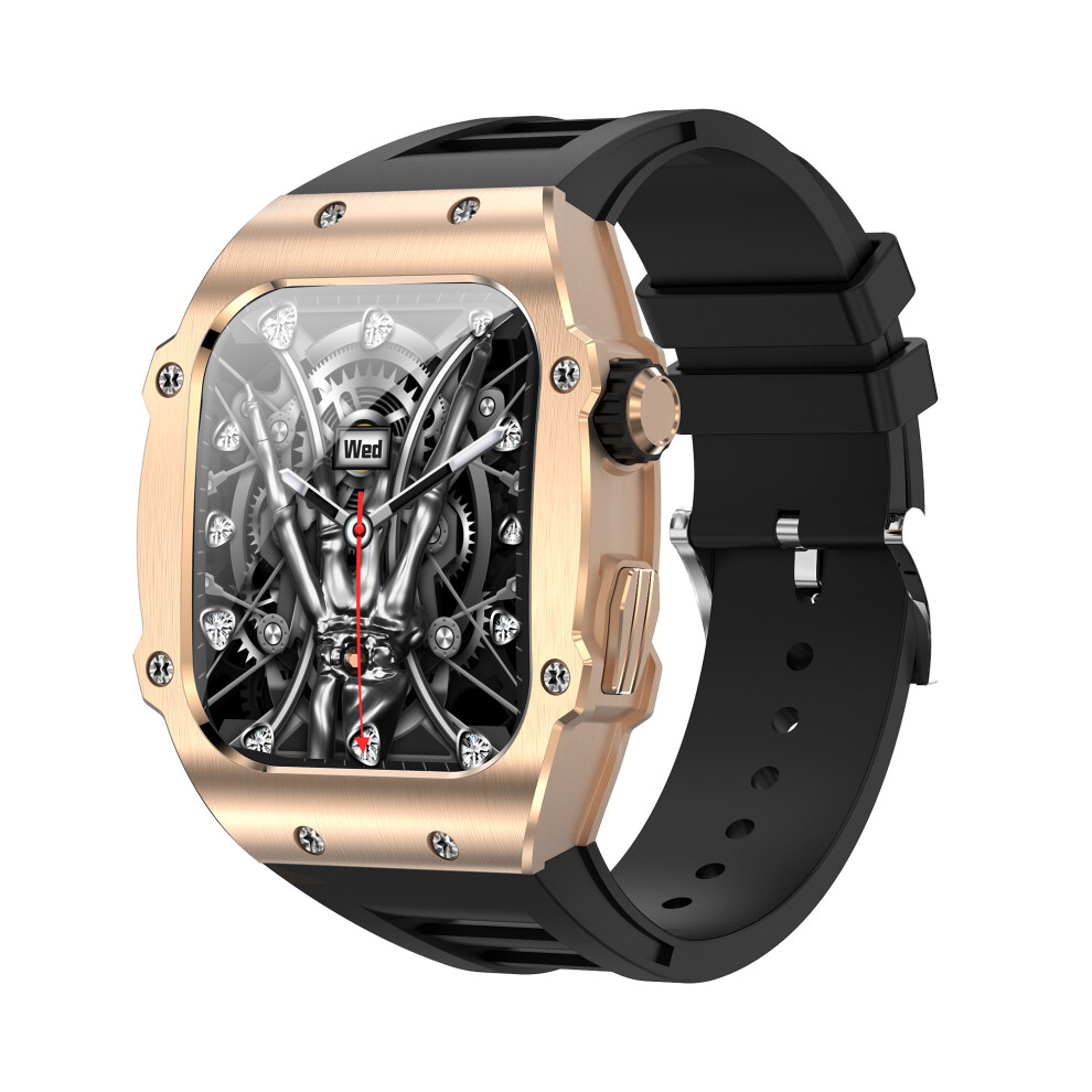 (Goldblack) Smartwatch Ak55 Men's Watch Heart Rate Monitor 6914275912231