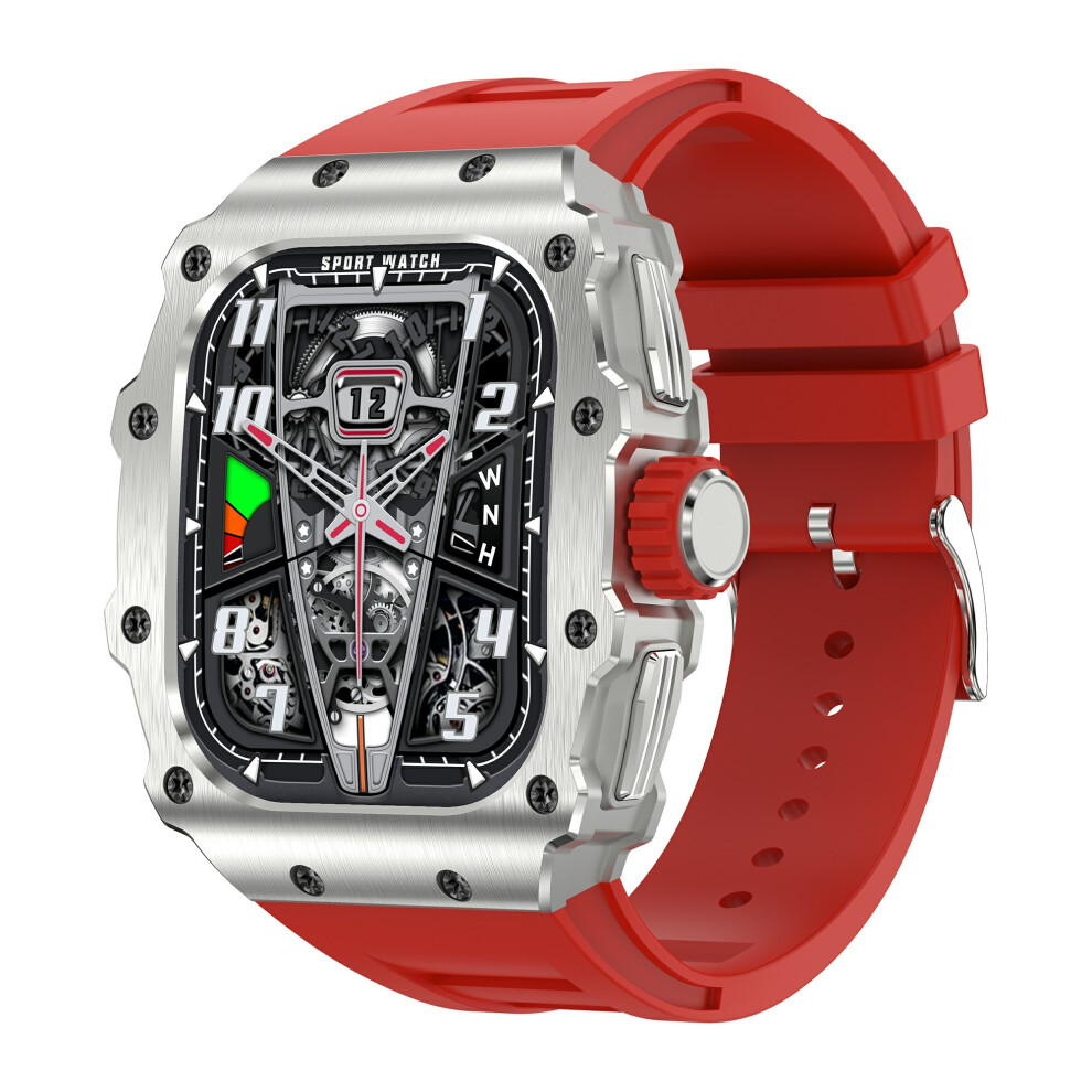 (Silverframeredstrap) Smartwatch Ak65 1.95-Inch Men Smart Watch Sleep He 6914278519130