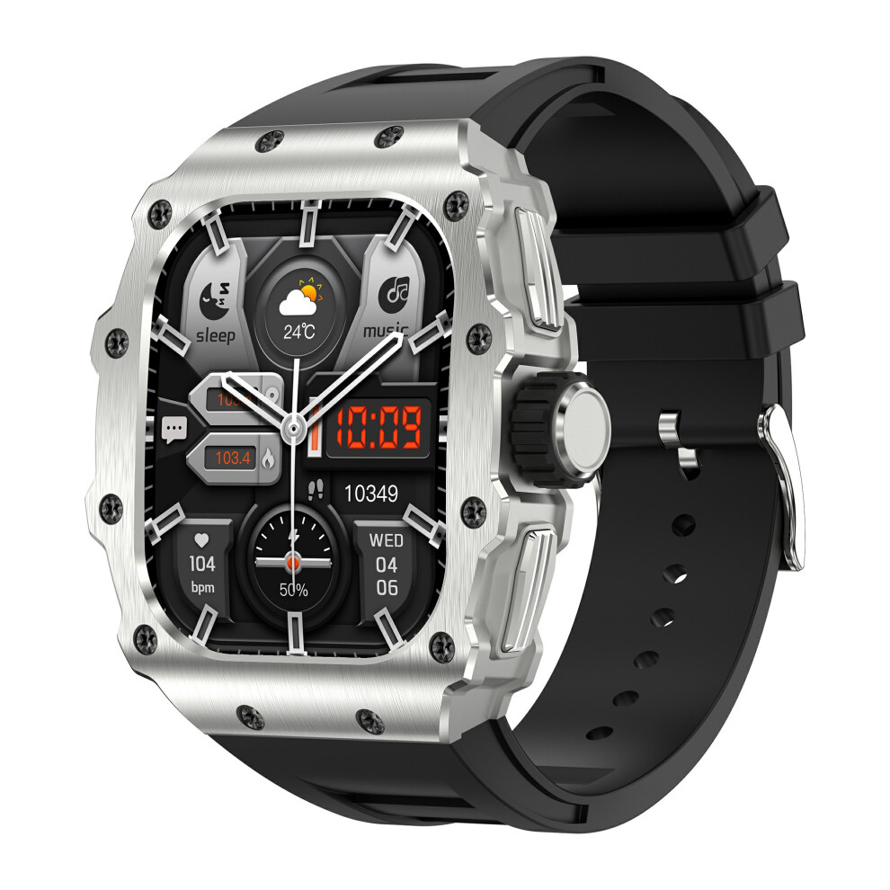 (Silverframeblackstrap) Smartwatch Ak65 1.95-Inch Men Smart Watch Sleep He 6914276274666