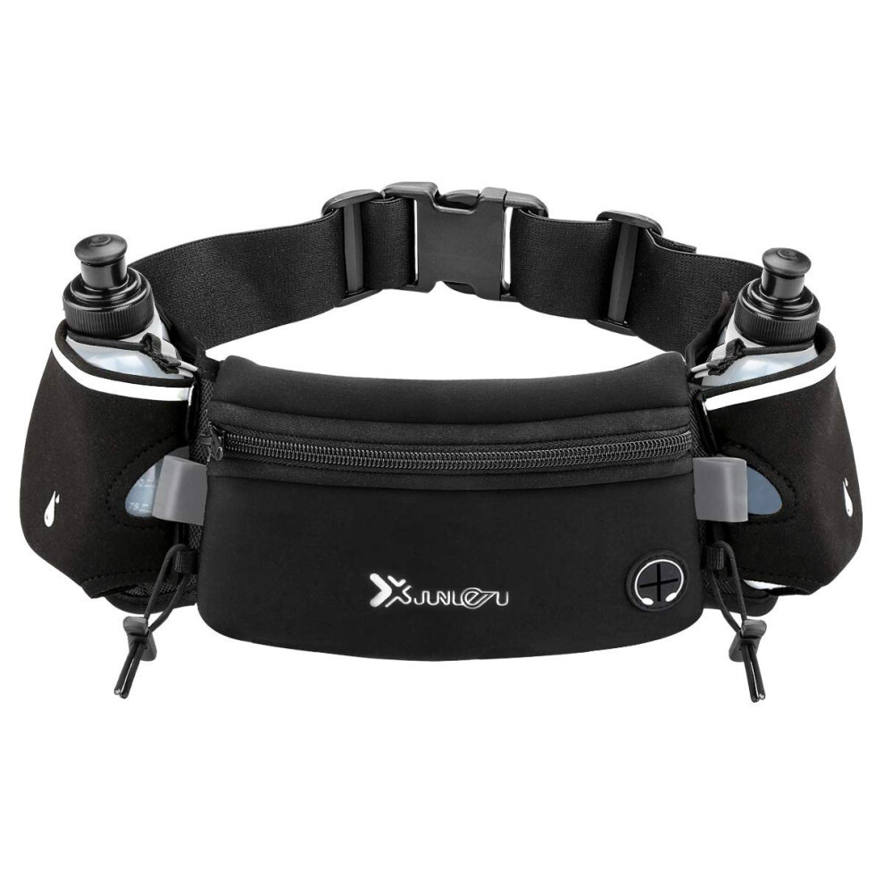 Number-one Running Belt with Water Bottles(2 x 175ML), Hydration Belt Waterproof Waist Pack Bag Fits iPhones Adjustable Sports Waist Pouch for