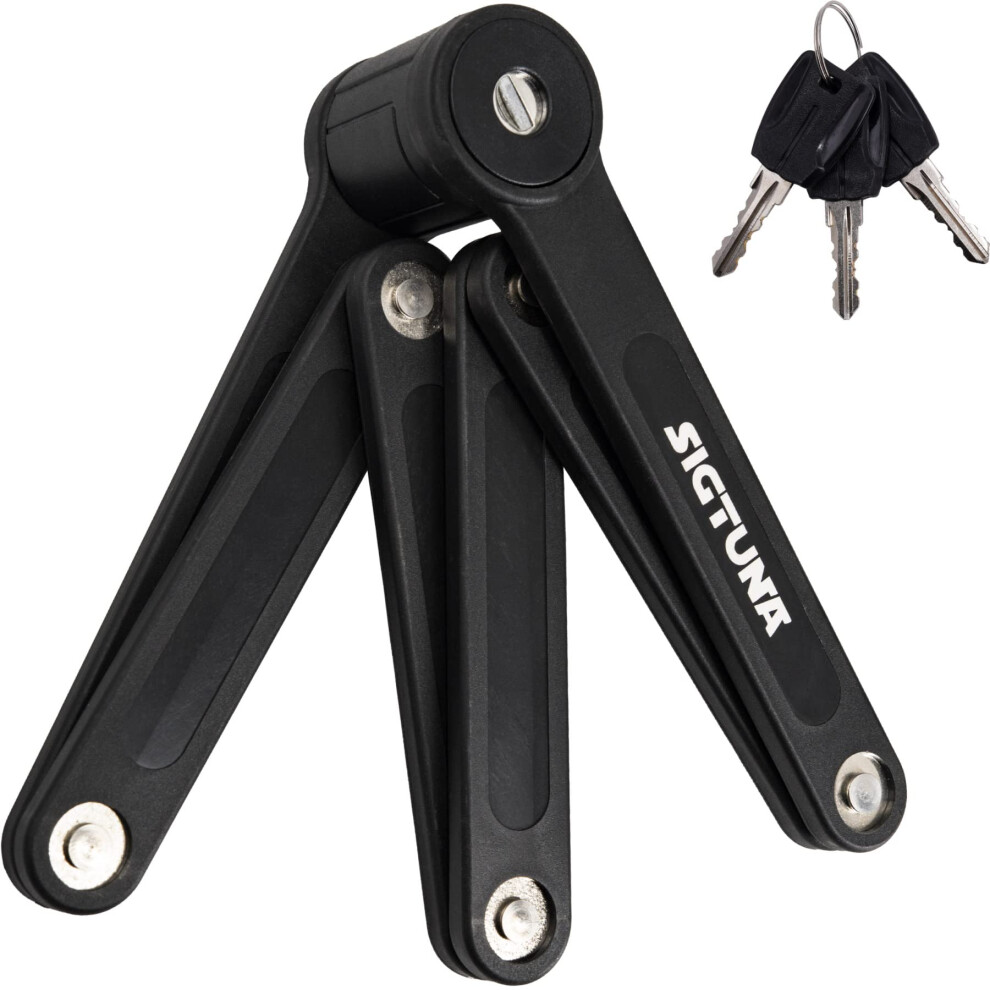 Folding Bike Lock - SIGTUNA Foldable Bicycle Lock with 3 Keys, Heavy Duty Anti Theft with Mounting Bracket, High Security for Ebikes and Scooters