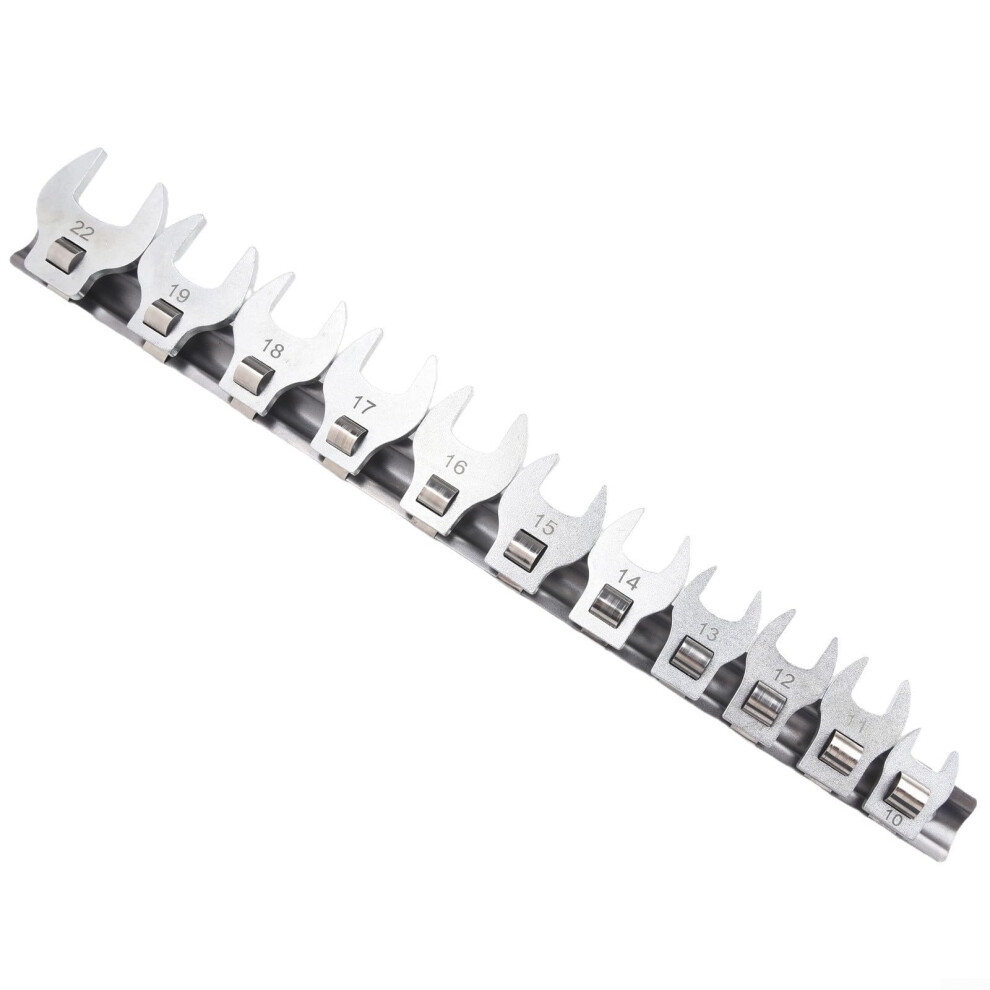 11 Piece Crowfoot Open-End Spanner Set With Interchangeable Heads And Movable Open Ratchet Wrench For Professional Use 6493810650772