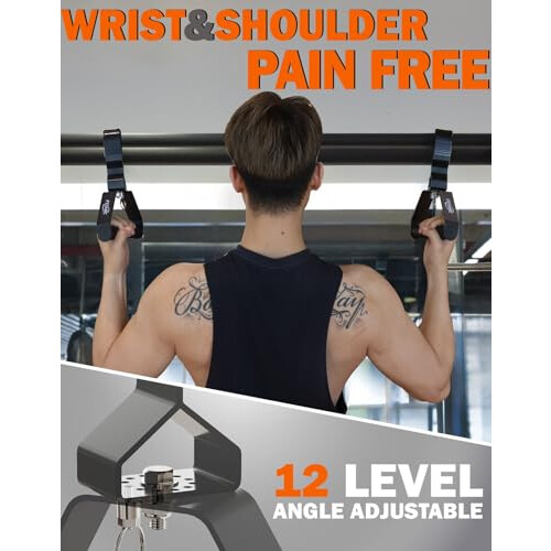 Fitarc Pull Up & Lat Pull Down Grip, 12-Level Adjustable, Wrist-Friendly Deadlift Handle, 2pcs, Patented 1