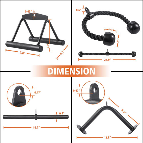 Workout Cable Machine Attachment for Home Gym, SERTT LAT Pulldown Attachments, Cable Accessories for Weight Training, Straight Pull Down Bar, Tricep 1