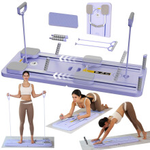 EFGETD Upgraded Pilates Reformer Machine for Home Multifunctional Abdominal Board Automatic Rebound Ab Roller Wheel Training Board Full Body Workout